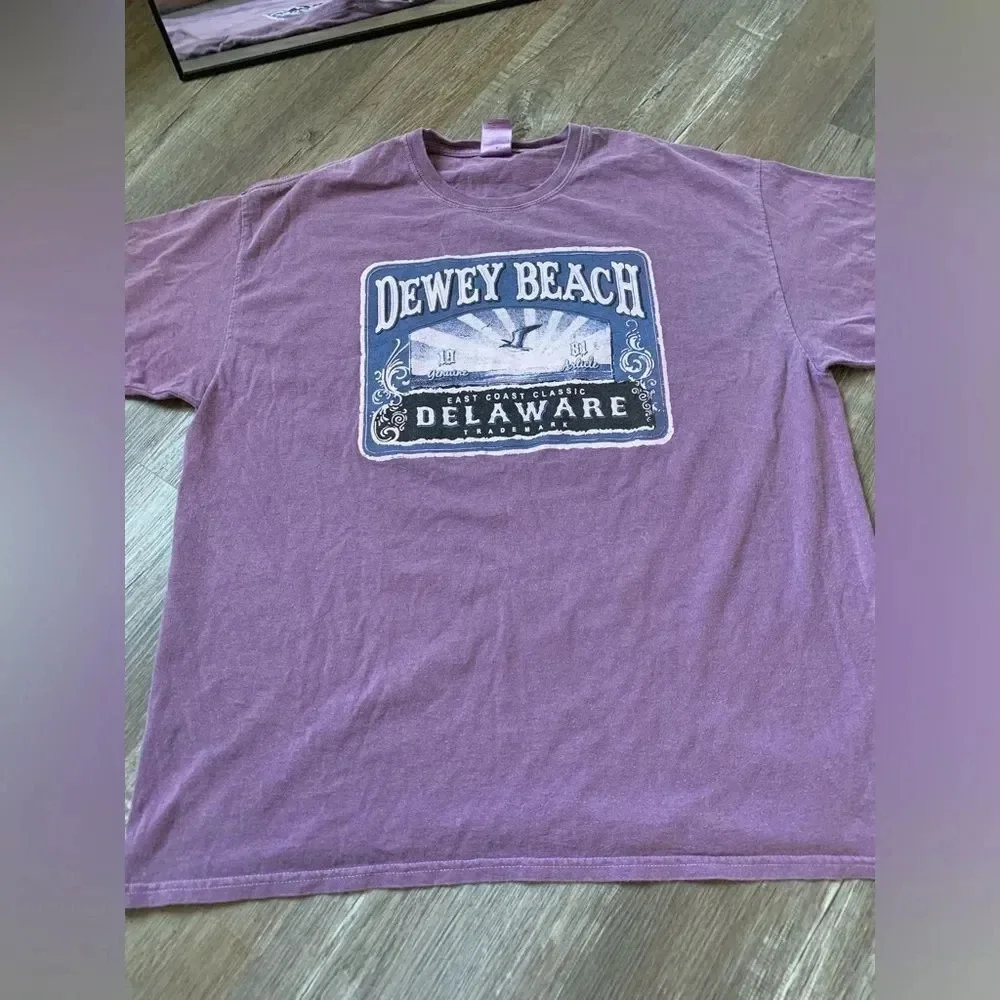VTG Dewey Beach Delaware Graphic T-shirt Purple Blue White Size XL 1981 - Picture 3 of 6